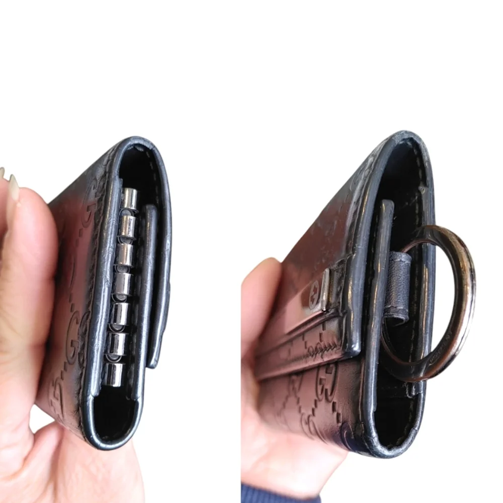 Gucci Guccisimi Black Leather Keycles Card Holder - Picture 10 of 16